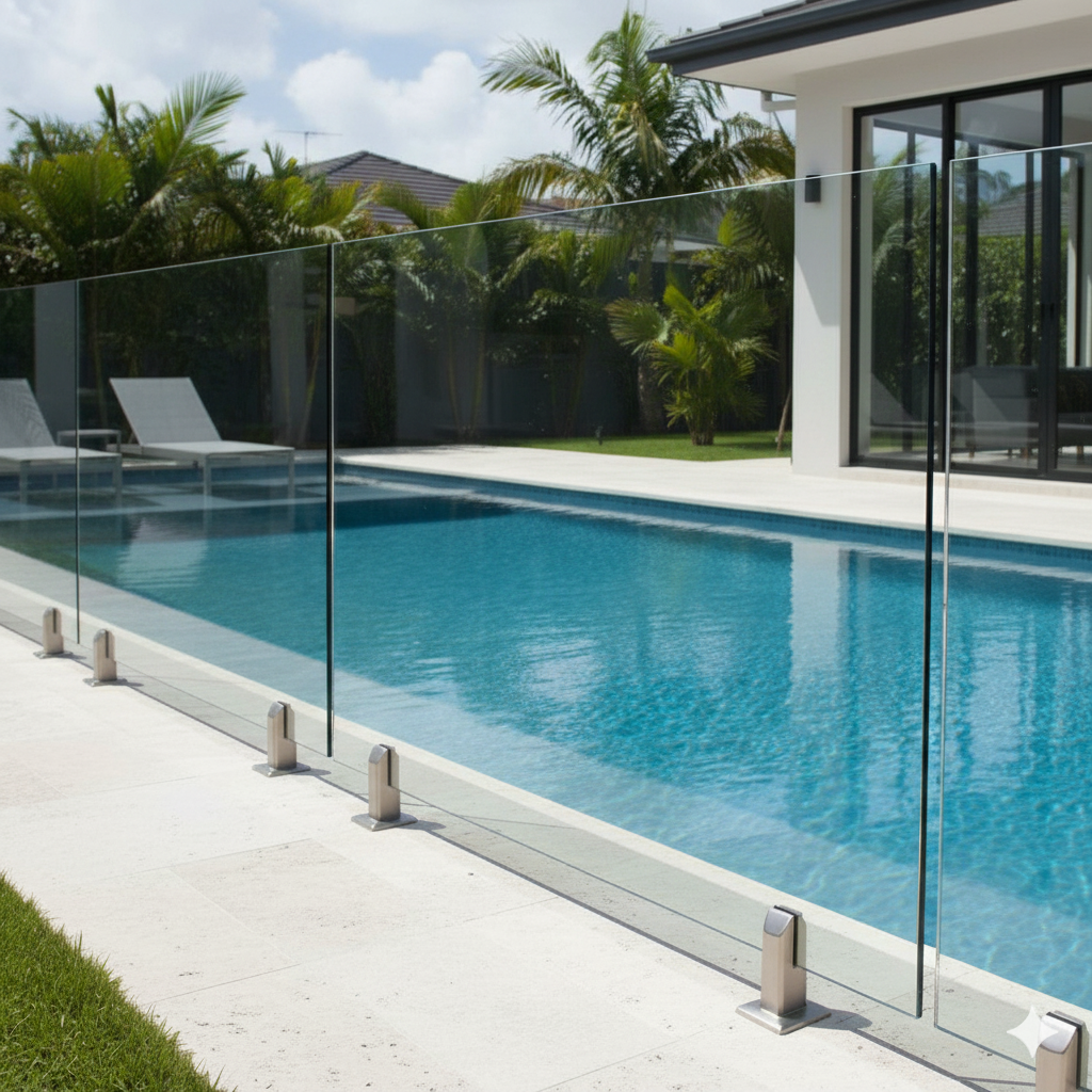 Toughened Frameless Glass Pool Fence Panel 12mm (T) x 1200mm (H)