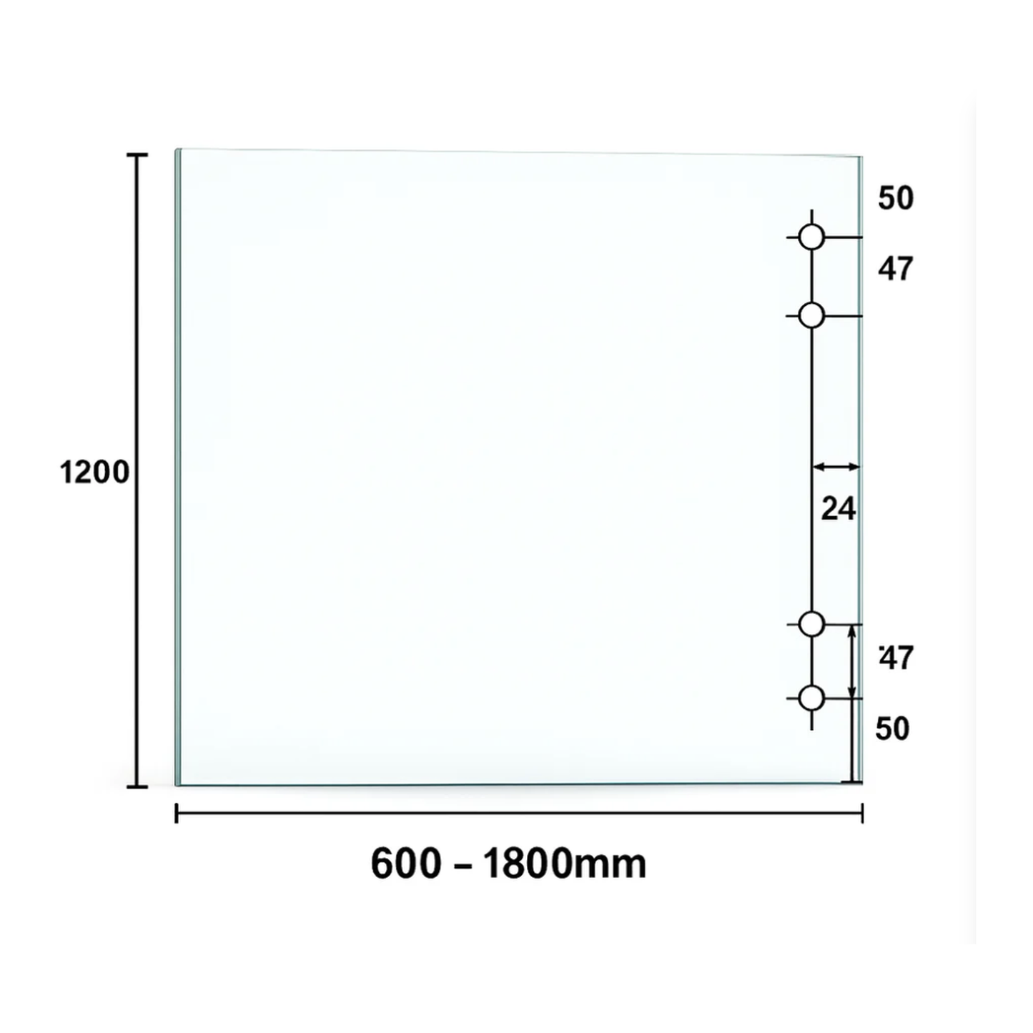 Toughened frameless glass pool fence soft close hinge panel 12mm — two holes per hinge, hole layout