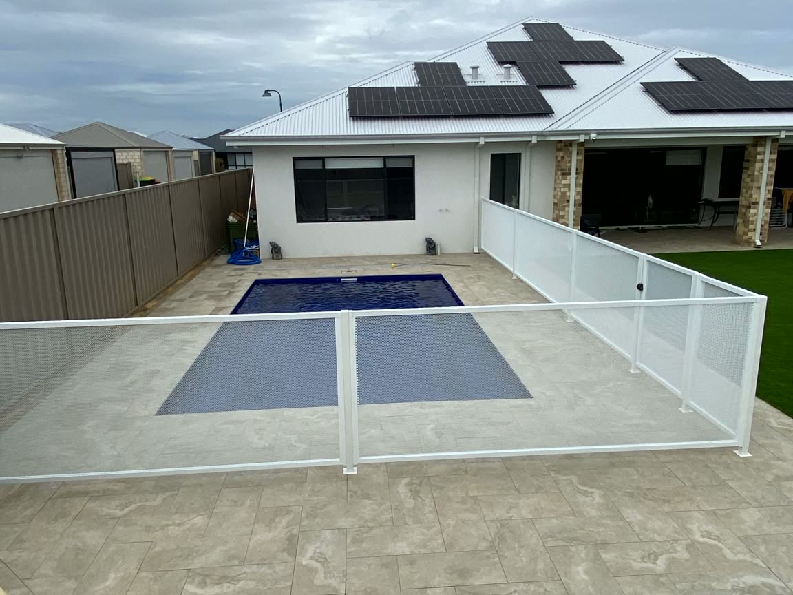 White PerfMesh pool fencing, Perth