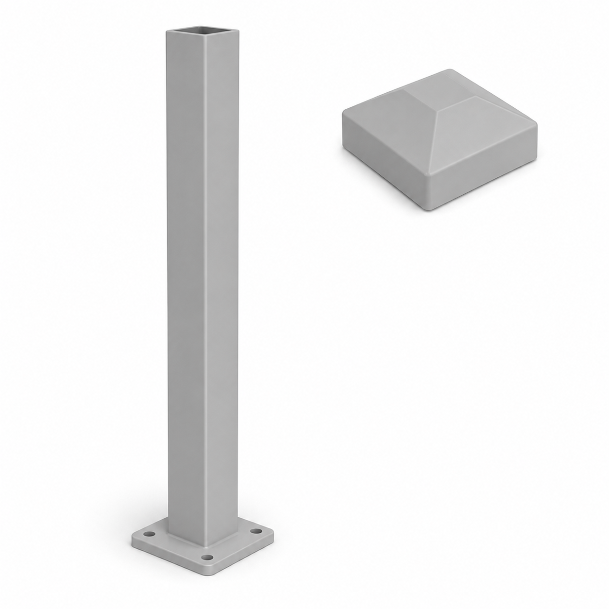 50x50x1300 Square Aluminium Post with Base and Cap