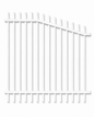 White left-high Blade Pool Fencing raked panel, 1252mm - Click Fencing Perth