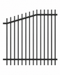 Satin black right-high Blade Pool Fencing raked panel, 1252mm - Click Fencing Perth