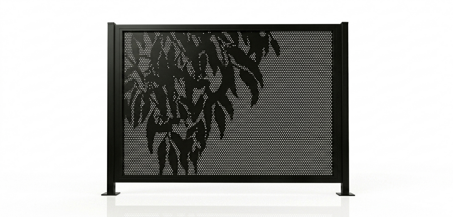 Perforated (Gum Leaves) Pool Panel 2 Metre Kit - Black (DIY Flat Pack)