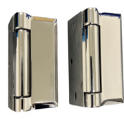 Stainless steel wall to post spring hinges for glass pool fencing, mirror finish - Click Fencing Perth