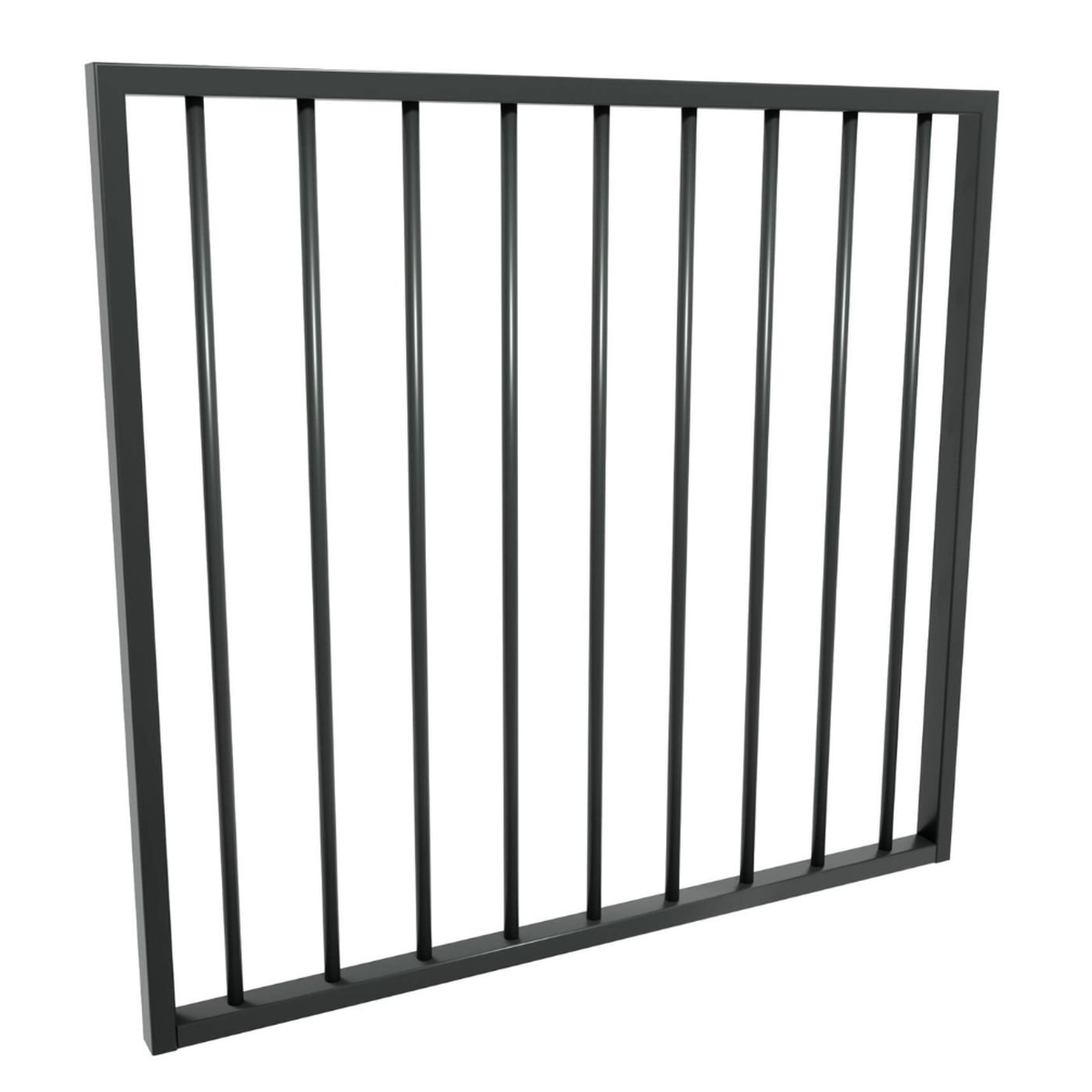Aluminium flat top pool fence gate 970 x 1200mm in Monument Satin, AS1926 pool compliant - Click Fencing Perth