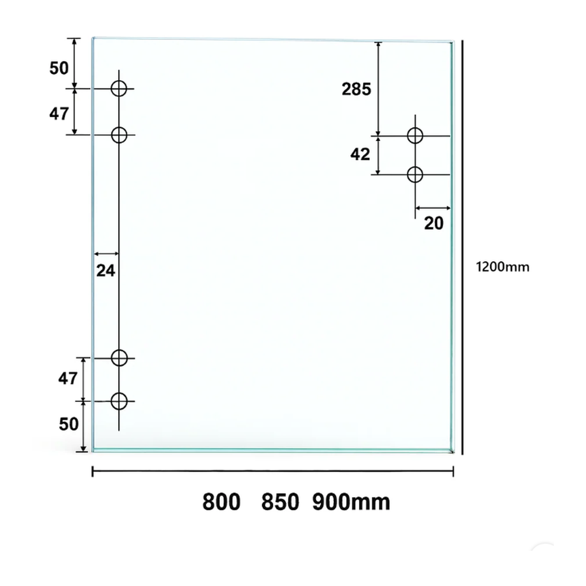 Toughened soft close hinge frameless glass pool gate 12mm — hinge and latch hole layout