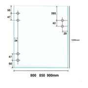 Enduroshield coated soft close hinge frameless glass pool gate 12mm — hinge and latch hole layout