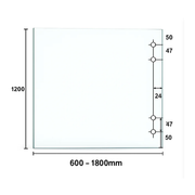 Toughened frameless glass pool fence soft close hinge panel 12mm — two holes per hinge, hole layout