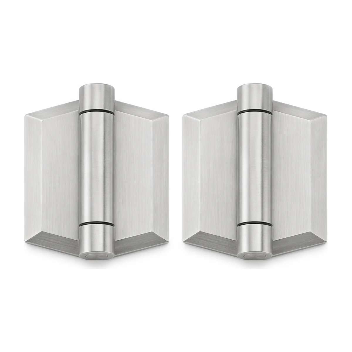 Polaris S155 soft close glass pool fence hinges in satin brushed stainless steel, pair